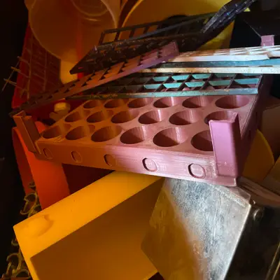 3D-printed egg trays, holders, and feeder parts