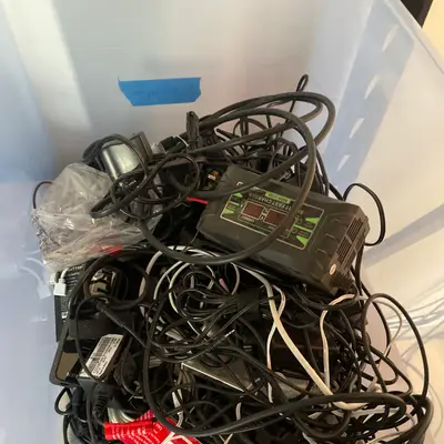 Power adapters and chargers bin