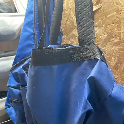Blue duffel bag