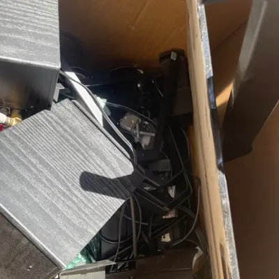 Box of Speakers, Wall Shelves & Cables